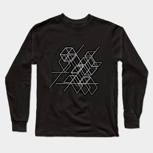 abstract geometrical boxes flying in the sky Long Sleeve T-Shirt